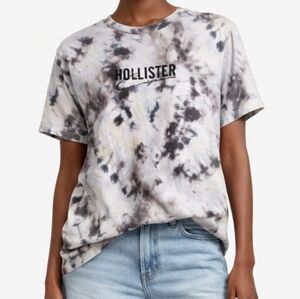 Hollister California Tie Dye T-Shirt - Black and White Large